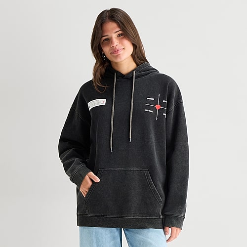 Bio New York Hoodie Womens Juniors Long Sleeve Fleece Hoodie In Black