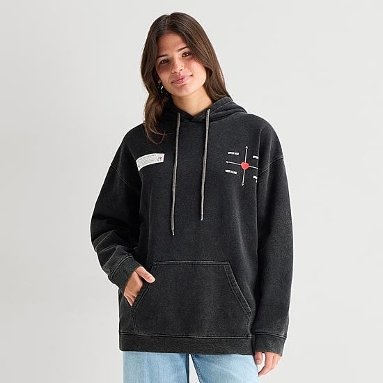 New York Womens Juniors Long Sleeve Fleece Hoodie