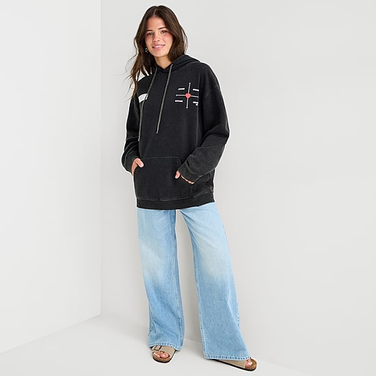 New York Womens Juniors Long Sleeve Fleece Hoodie