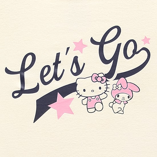 Hello Kitty Lets Go Baby Tee Womens Juniors Crew Neck Short Sleeve Fitted Hello Kitty Graphic T-Shirt