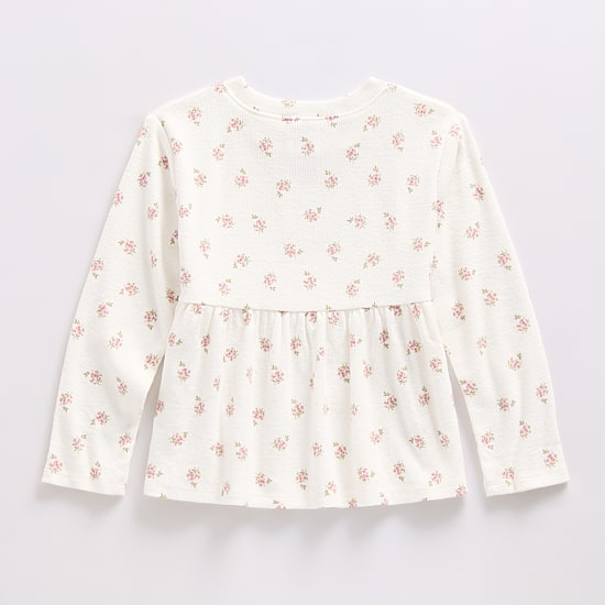 Okie Dokie Toddler & Little Girls Round Neck Long Sleeve Peplum Top