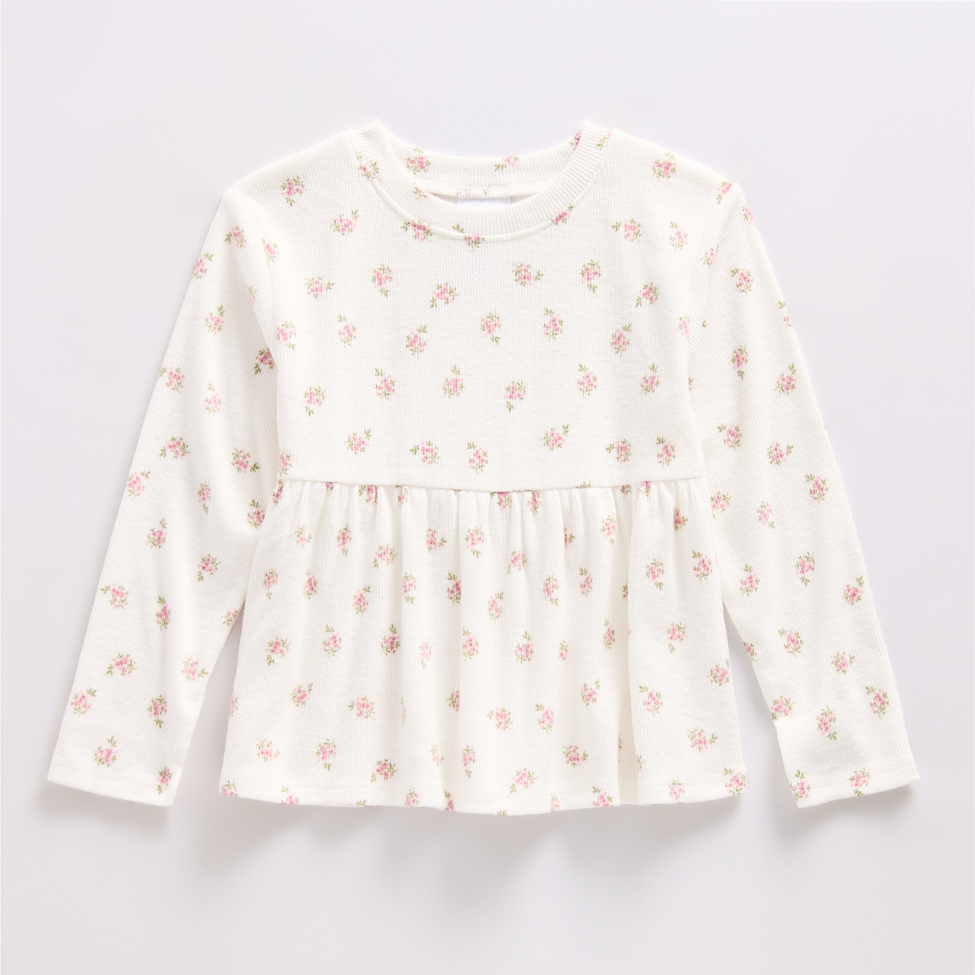 Okie Dokie Toddler & Little Girls Round Neck Long Sleeve Peplum Top