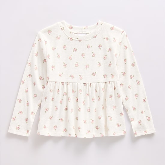 Okie Dokie Toddler & Little Girls Round Neck Long Sleeve Peplum Top