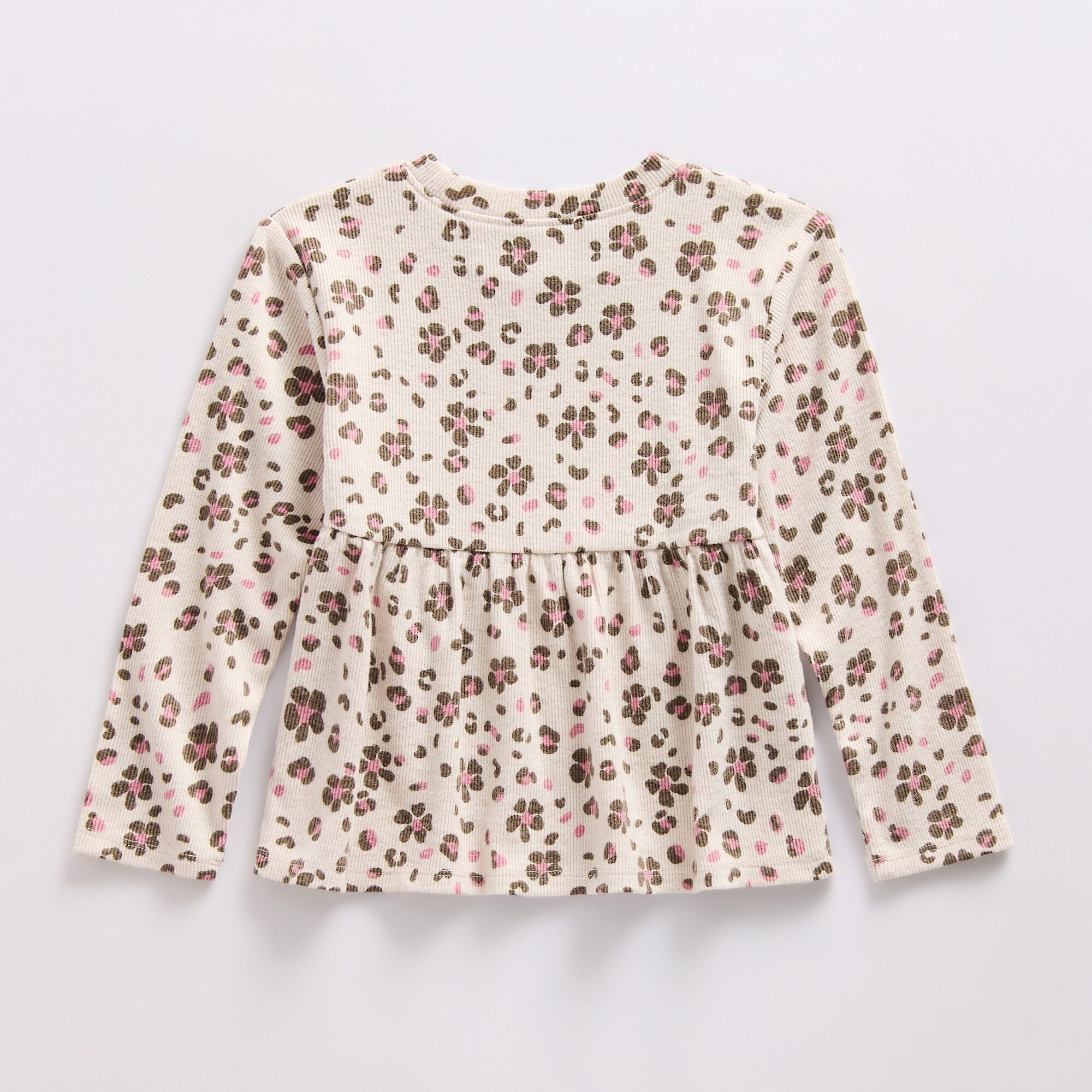 Okie Dokie Toddler & Little Girls Round Neck Long Sleeve Peplum Top
