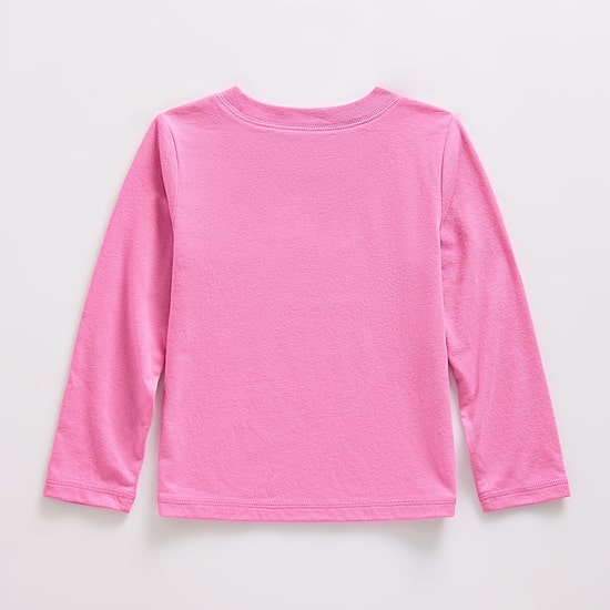 Okie Dokie Toddler Girls Easy-on + Easy-off Round Neck Long Sleeve Adaptive Regular Fit Graphic T-Shirt