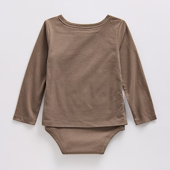 Okie Dokie Toddler Girls Bodysuit Closure Easy-on + Easy-off Adaptive Round Neck Long Sleeve Bodysuit