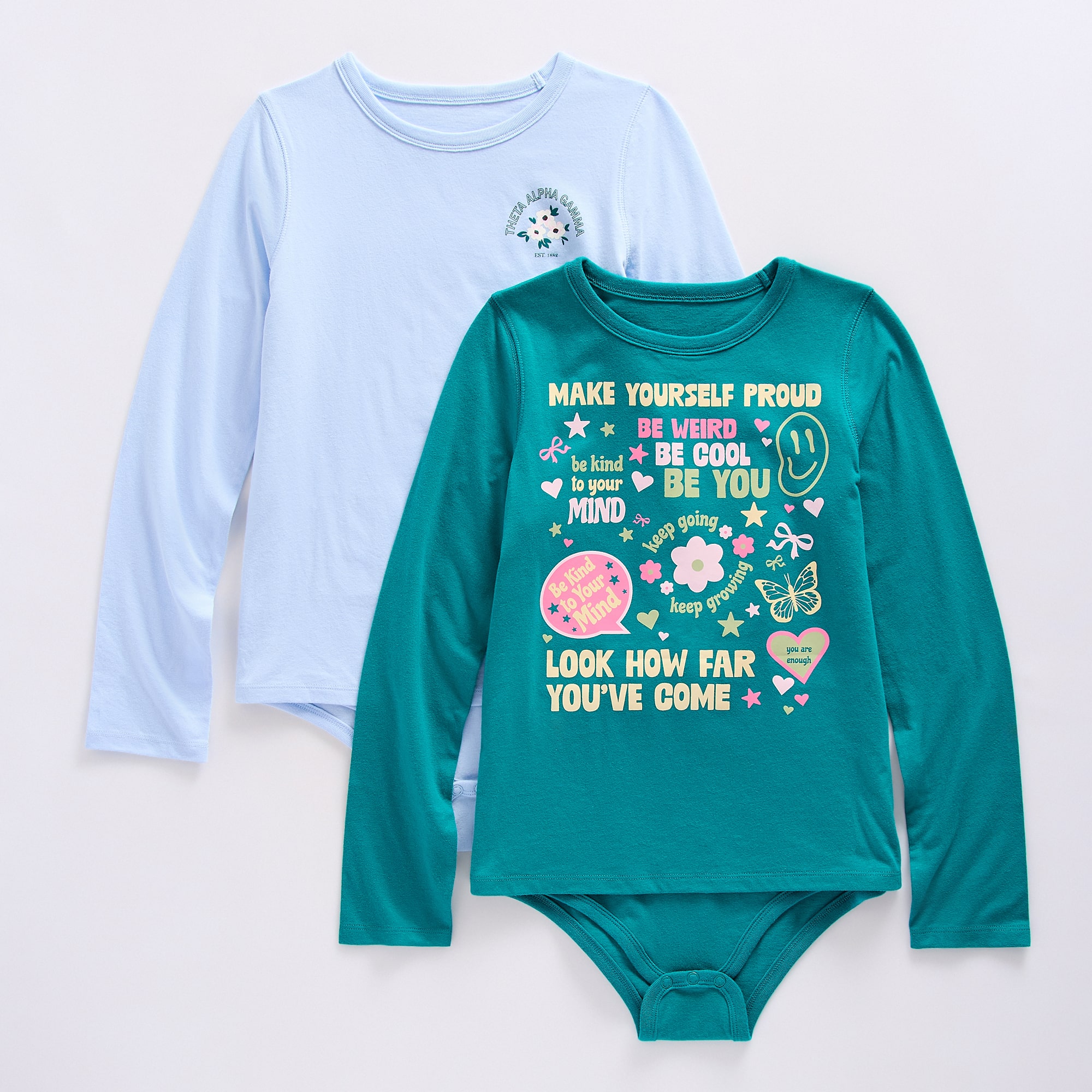 Thereabouts Little & Big Kid Girls Crew Neck Long Sleeve Adaptive 2-pc. Bodysuit