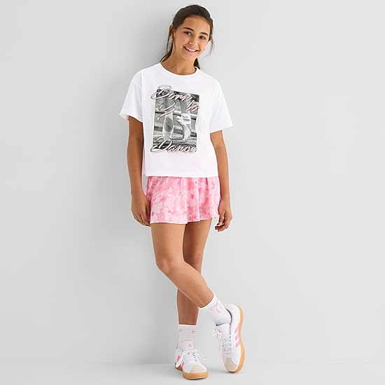 Xersion Little & Big Kid Girls Crew Neck Short Sleeve Relaxed Fit Graphic T-Shirt