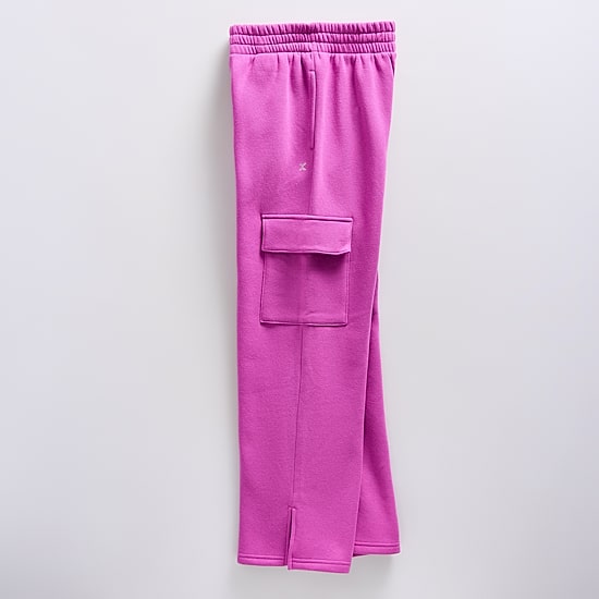 Xersion Little & Big Kid Girls High Rise Wide Leg Active Fleece Cargo Pant
