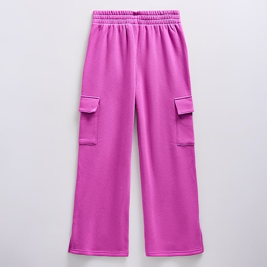 Xersion Little & Big Kid Girls High Rise Wide Leg Active Fleece Cargo Pant