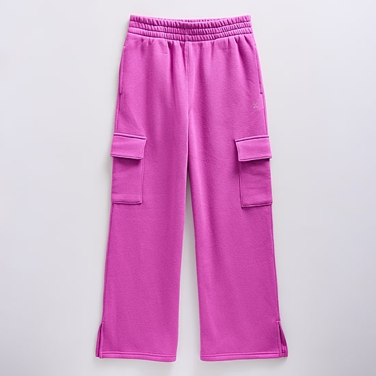 Xersion Little & Big Kid Girls High Rise Wide Leg Active Fleece Cargo Pant