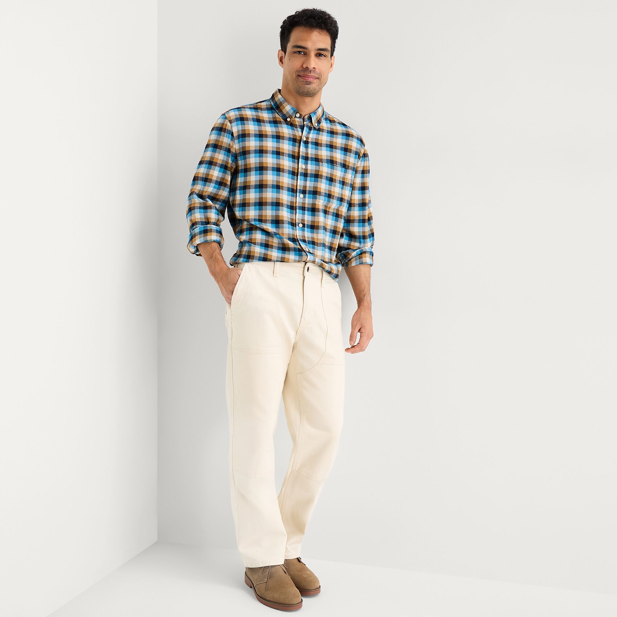 mutual weave Mens Long Sleeve Classic Fit Button-Down Shirt