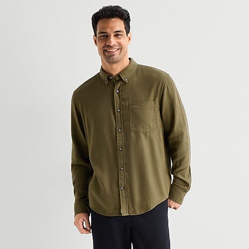 Mutual Weave Mens Long Sleeve Classic Fit Button-down Shirt In Green