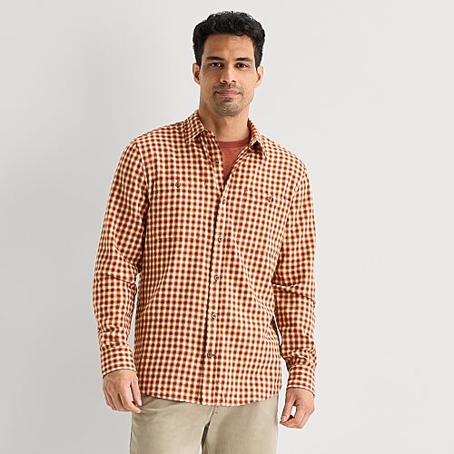Mutual Weave Mens Long Sleeve Classic Fit Flannel Shirt In Red