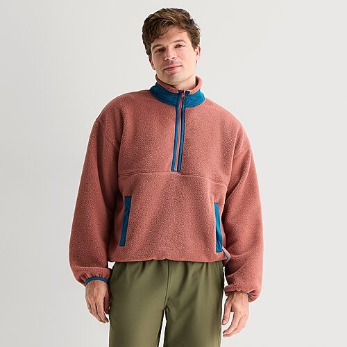 Xersion Mens Mock Neck Long Sleeve Active Quarter-zip Pullover In Pink