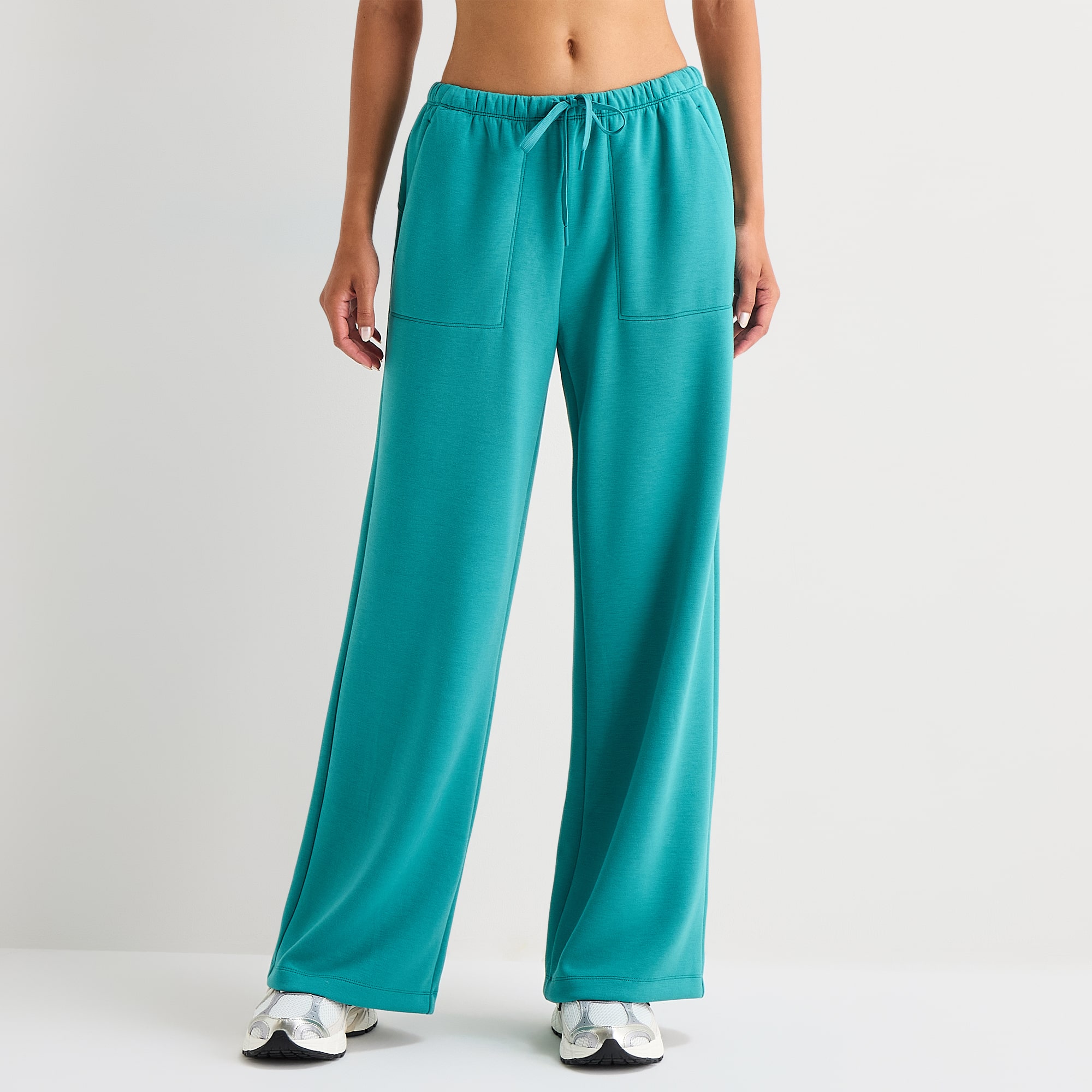 Xersion Scubaluxe Womens Drawstring Waist Wide Leg Mid Rise Regular Fit Sweatpant