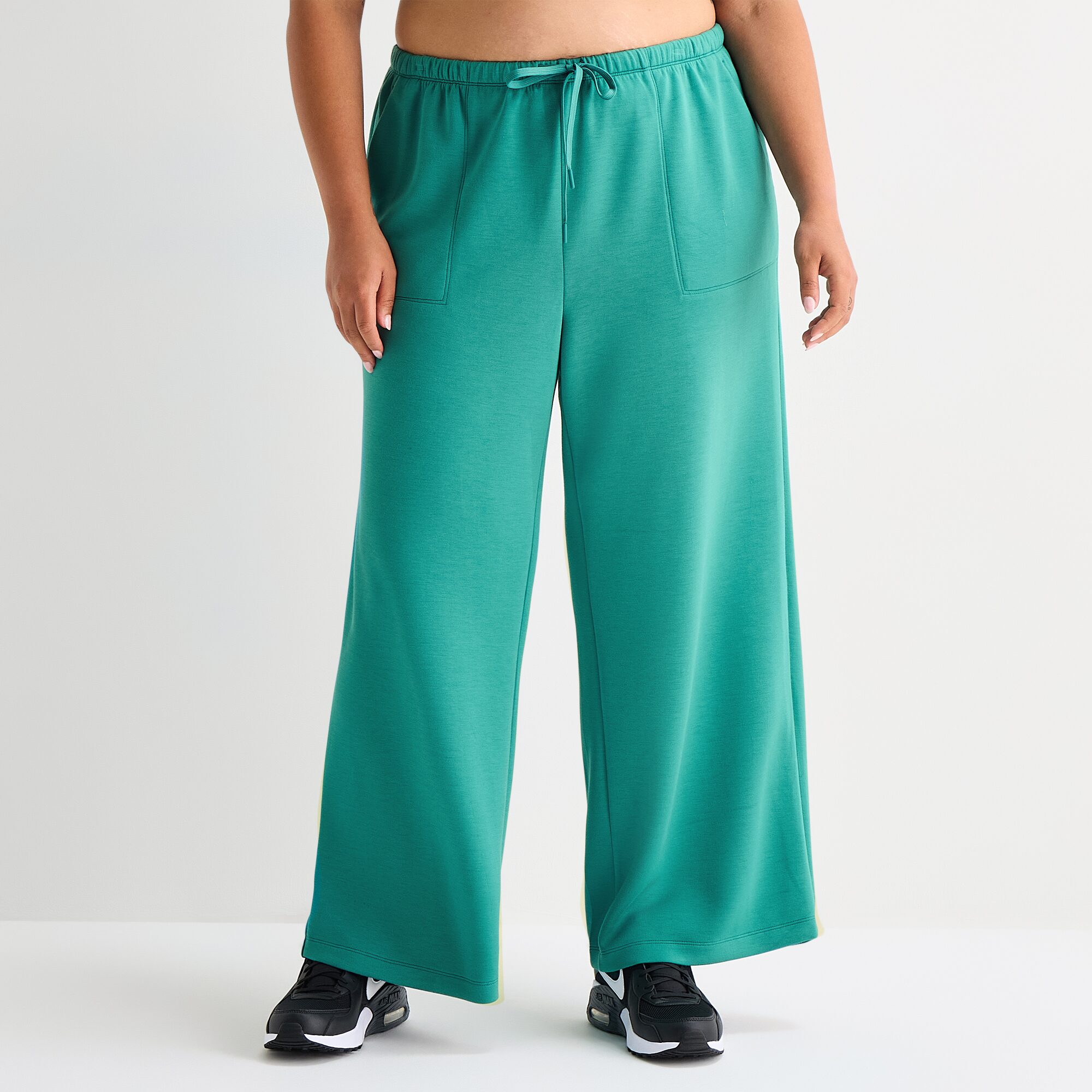 Xersion Scubaluxe Womens Drawstring Waist Wide Leg Mid Rise Regular Fit Plus Sweatpant