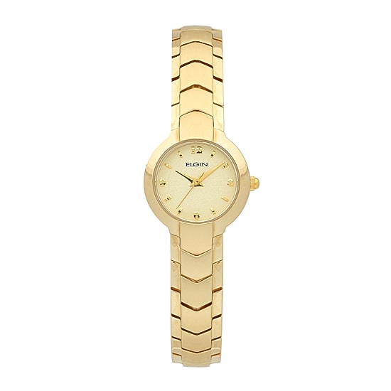 Elgin® Womens Textured Gold-Tone Bracelet Watch