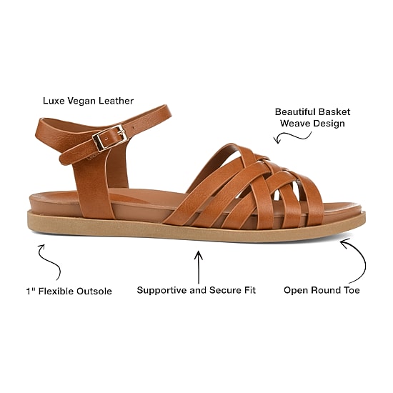 Journee Collection Womens Kimmie Ankle Strap Flat Sandals