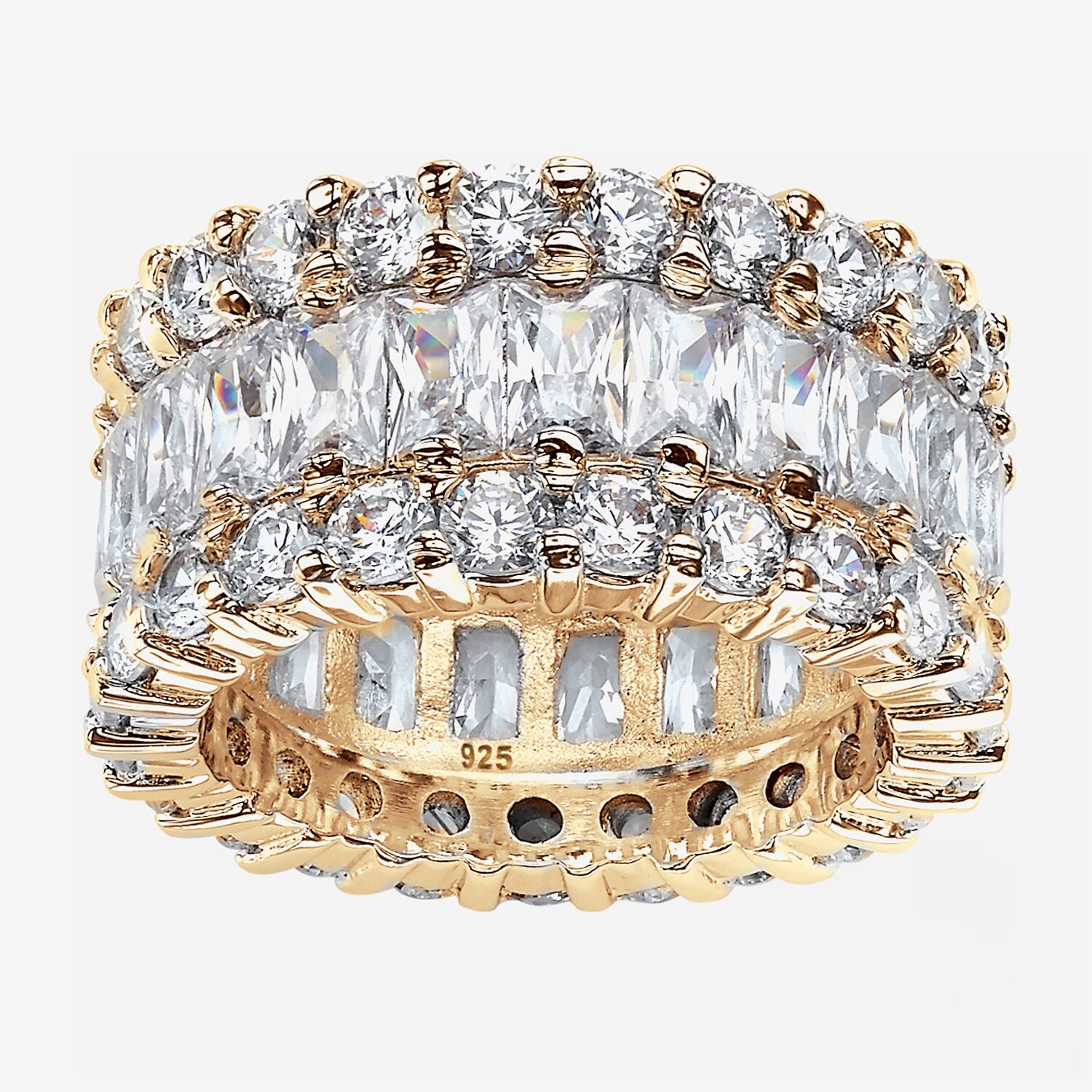 Womens 12MM Cubic Zirconia 14K Gold Over Silver Band