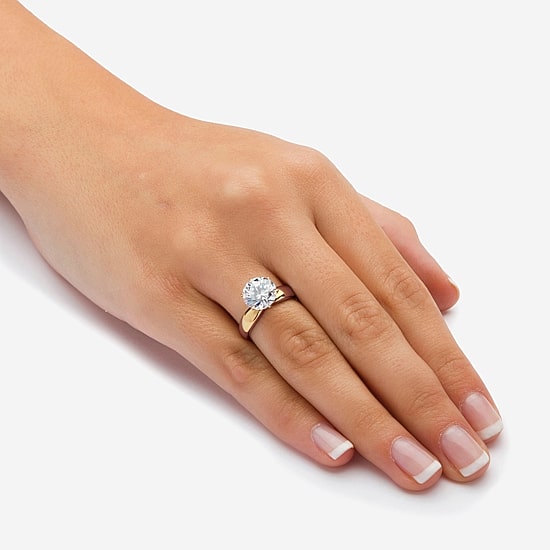 Diamonart Womens 3 1/2 CT. T.W Cubic Zirconia 18K Gold Over Silver Engagement Ring