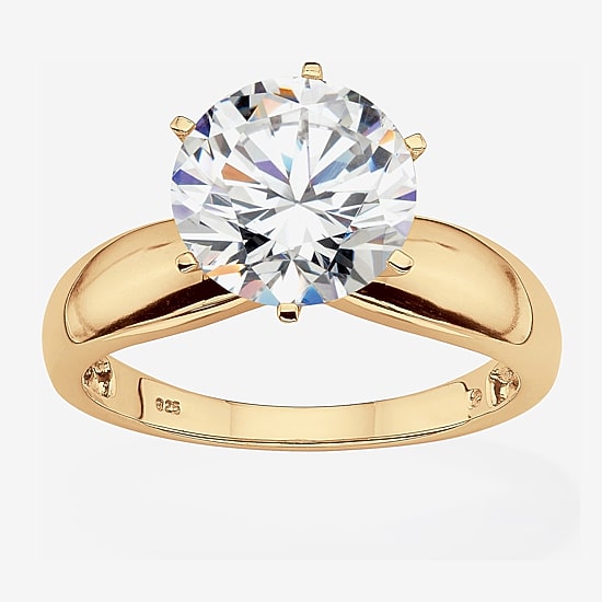 Diamonart Womens 3 1/2 CT. T.W Cubic Zirconia 18K Gold Over Silver Engagement Ring