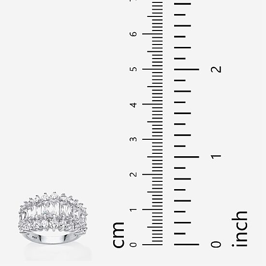 Diamonart Womens 2.5MM 4 1/2 CT. T.W. Cubic Zirconia Platinum Over Silver Anniversary Band