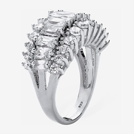 Diamonart Womens 2.5MM 4 1/2 CT. T.W. Cubic Zirconia Platinum Over Silver Anniversary Band