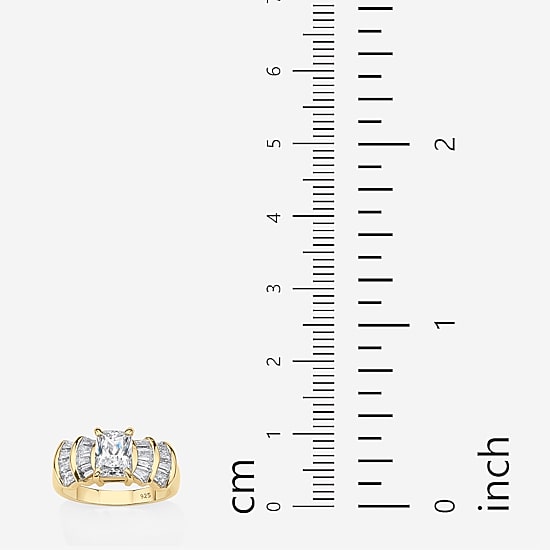 Diamonart Womens 3 CT. T.W. Cubic Zirconia 18K Gold Over Silver Engagement Ring