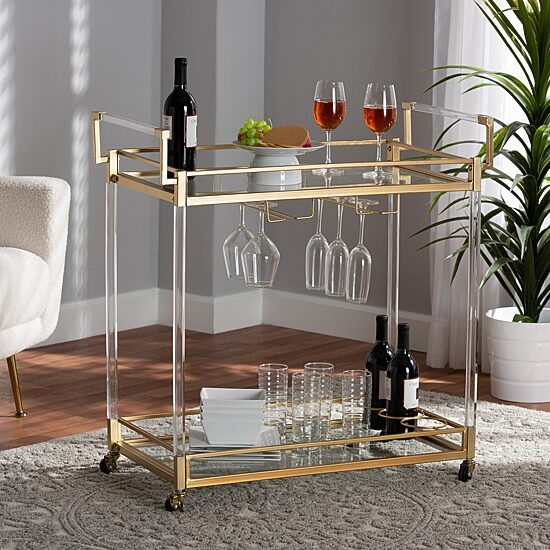 Savannah Metal-Top Serving Cart