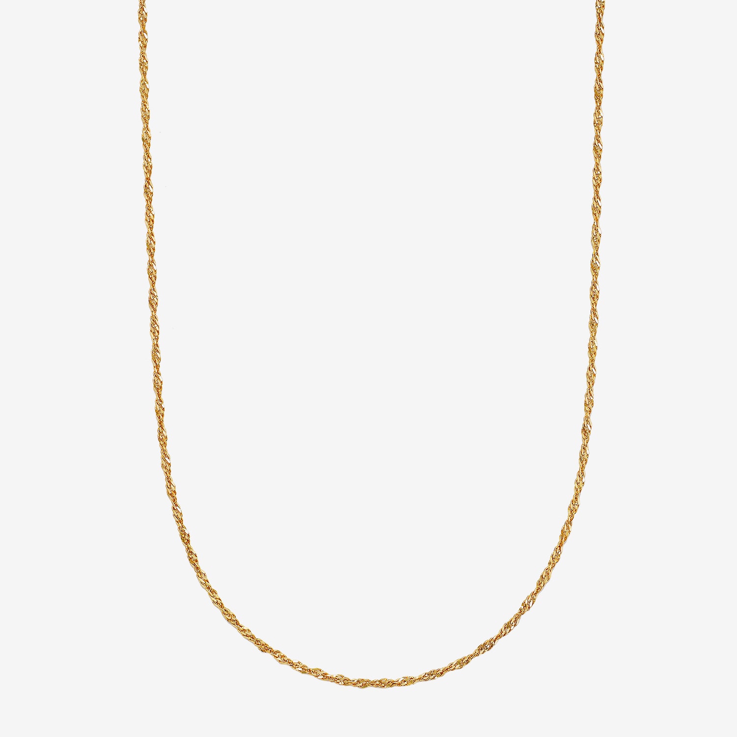 14K Gold 16 - 18 Inch Solid Singapore Chain Necklace