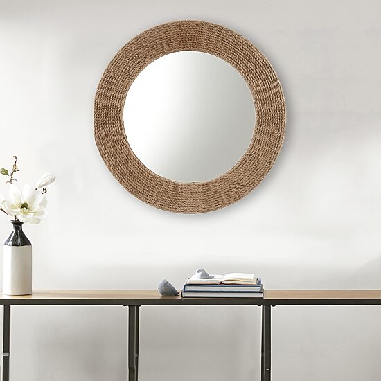 Madison Park Cove Round Jute Decorative Wall Mirror