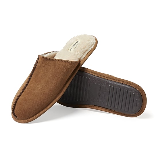 Dearfoams Mens Memory Foam Slip-On Slippers