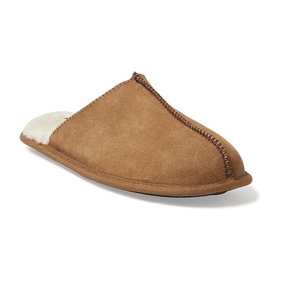 Dearfoams Mens Memory Foam Slip-On Slippers