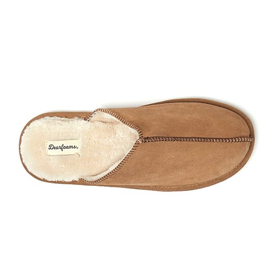 Dearfoams Mens Memory Foam Slip-On Slippers
