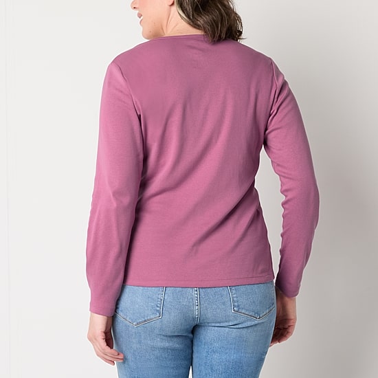 St. John's Bay Womens Crew Neck Long Sleeve T-Shirt