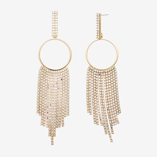 Bijoux Bar Gold Tone Womens Glass Circle Drop Earrings