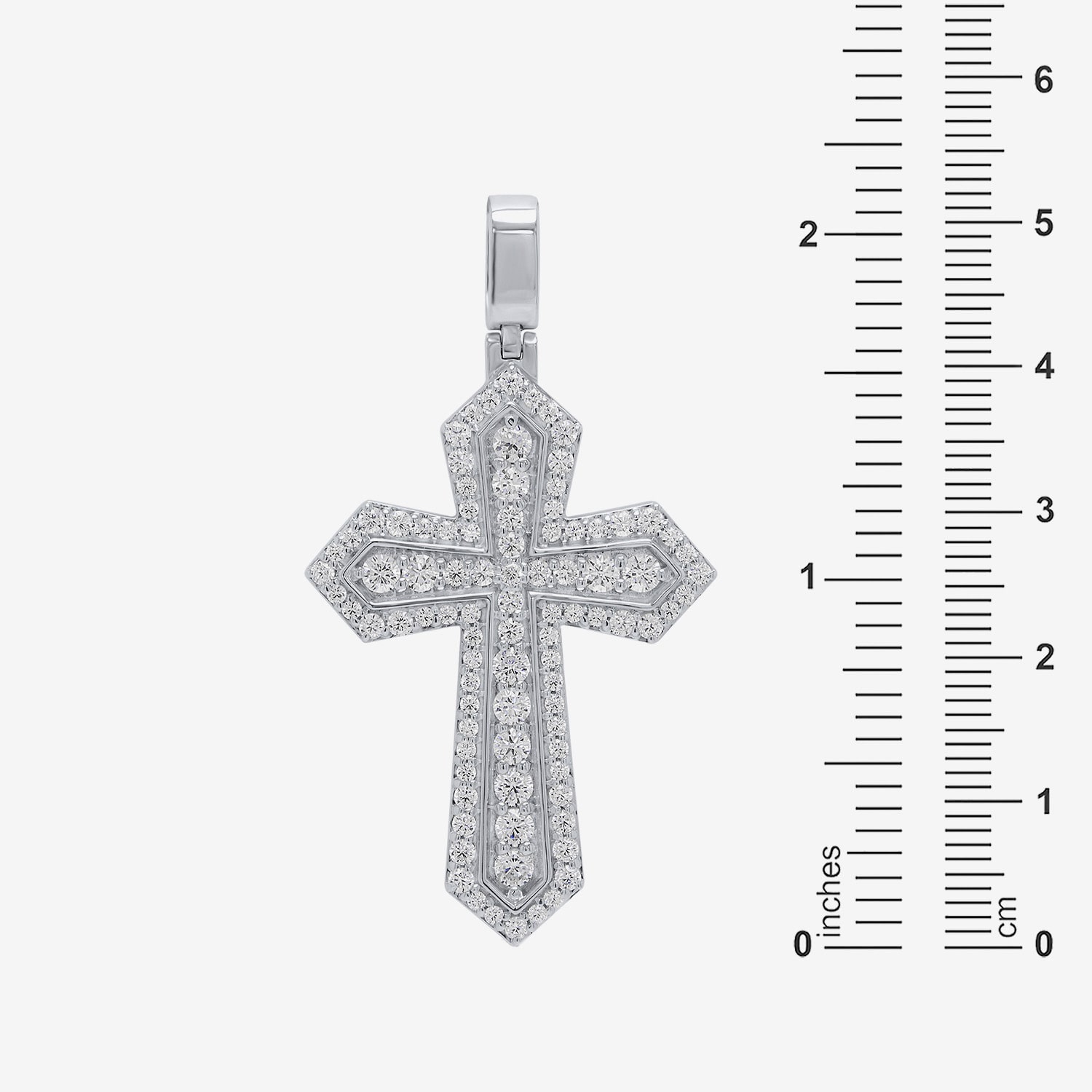 Mens 2 CT. T.W. Natural White Diamond 10K Gold 10K White Gold Cross Pendant