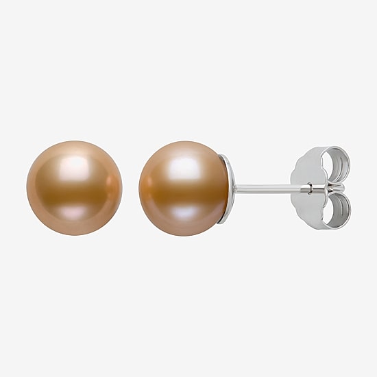Brown Cultured Freshwater Pearl Sterling Silver 8mm Ball Stud Earrings