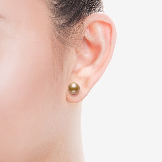 Brown Cultured Freshwater Pearl Sterling Silver 8mm Ball Stud Earrings