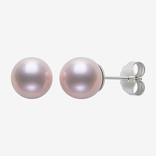Pink Cultured Freshwater Pearl Sterling Silver 8mm Ball Stud Earrings
