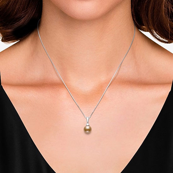 Womens Brown Cultured Freshwater Pearl Sterling Silver Ball 18 Inch Pendant Necklace