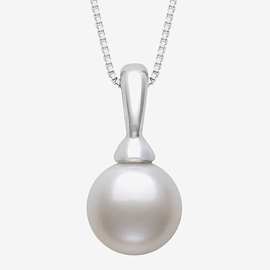 Womens White Cultured Freshwater Pearl Sterling Silver Ball 18 Inch Pendant Necklace