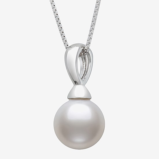 Womens White Cultured Freshwater Pearl Sterling Silver Ball 18 Inch Pendant Necklace