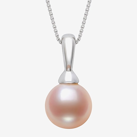 Womens Pink Cultured Freshwater Pearl Sterling Silver Ball 18 Inch Pendant Necklace
