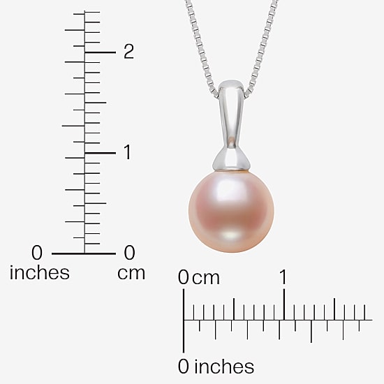Womens Pink Cultured Freshwater Pearl Sterling Silver Ball 18 Inch Pendant Necklace