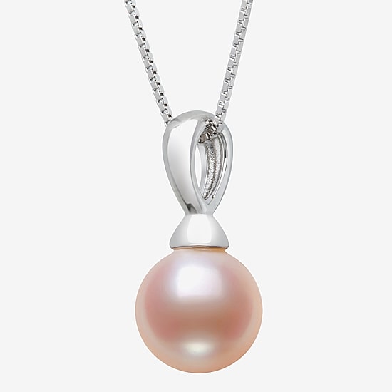 Womens Pink Cultured Freshwater Pearl Sterling Silver Ball 18 Inch Pendant Necklace