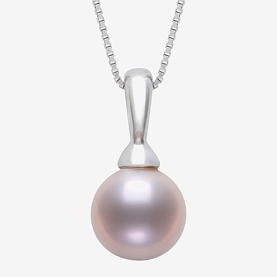 Womens Pink Cultured Freshwater Pearl Sterling Silver Ball 18 Inch Pendant Necklace