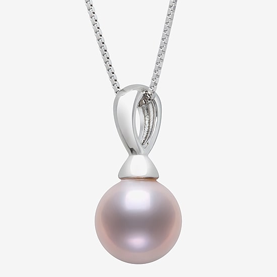 Womens Pink Cultured Freshwater Pearl Sterling Silver Ball 18 Inch Pendant Necklace