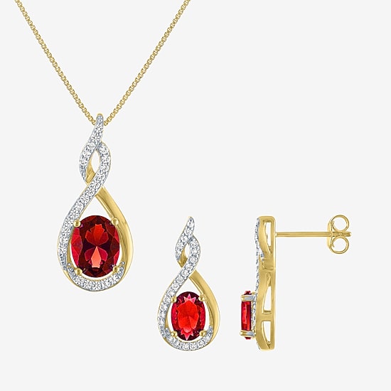 Gemstone 14K Gold Over Silver 2-pc. Oval Jewelry Set